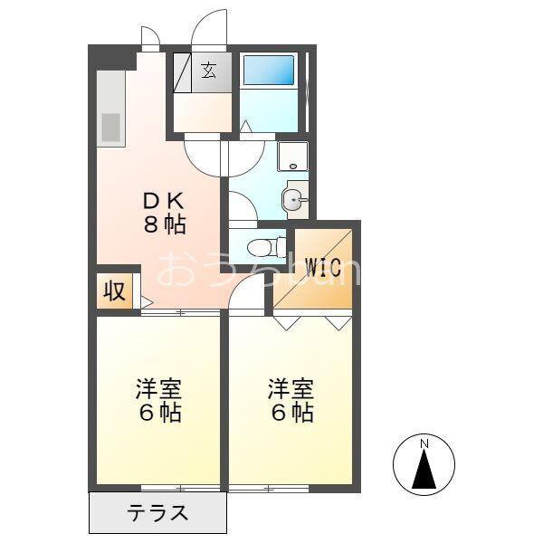 スクエア21 B(2DK/1階)の間取り写真