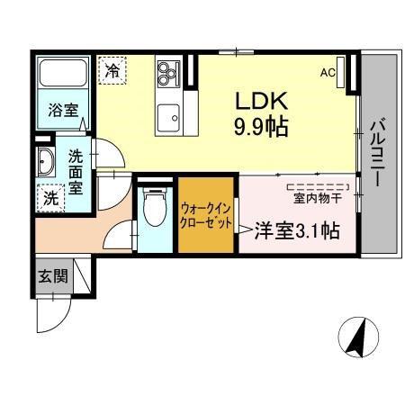 ビバル上近江(1LDK/2階)の間取り写真