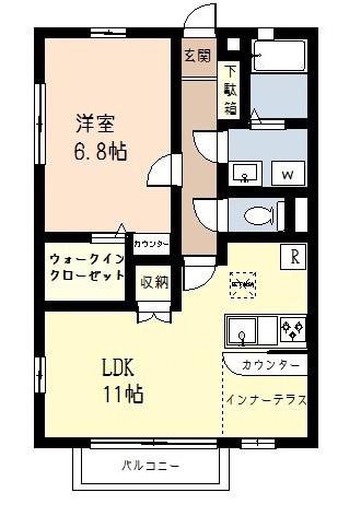 ドルチェII(1LDK/1階)の間取り写真