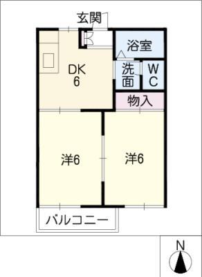 ルミナス米が瀬(2DK/2階)の間取り写真