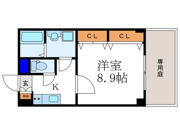 サンクスパレ西矢掛(1K/1階)の間取り写真