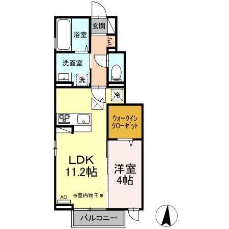 セレスティア森合 A棟(1LDK/1階)の間取り写真