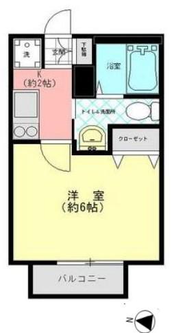 BCASA 横浜南(1K/1階)の間取り写真