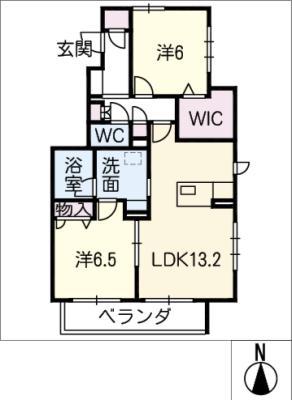 カーサタイジュ(2LDK/3階)の間取り写真