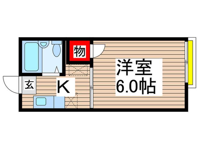 グリーンハイム(1K/2階)の間取り写真