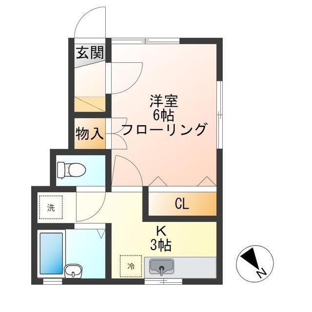 アップハウス(1K/1階)の間取り写真