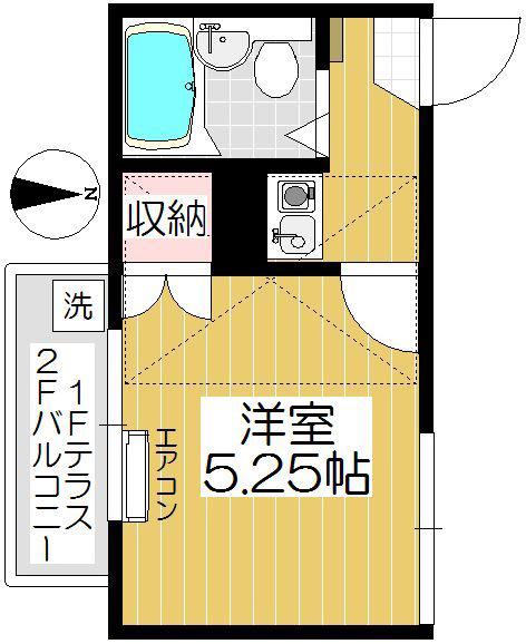 メルローズプレース(1K/1階)の間取り写真
