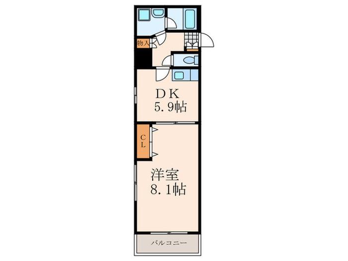 プレステージ小倉(1DK/5階)の間取り写真