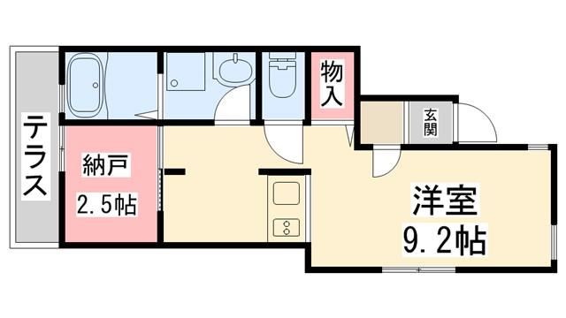 ONLYONE宝塚山本II(ワンルーム/1階)の間取り写真