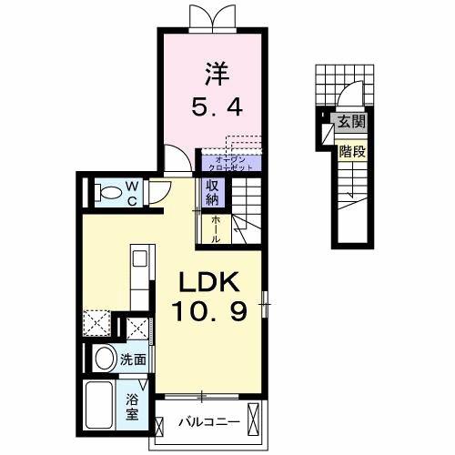 アンジュ カーサ(1LDK/2階)の間取り写真