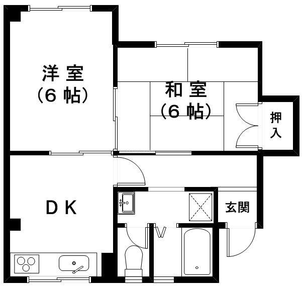 コーポ万石NO2(2DK/2階)の間取り写真