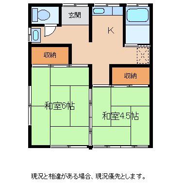 橋爪アパート(2K/1階)の間取り写真