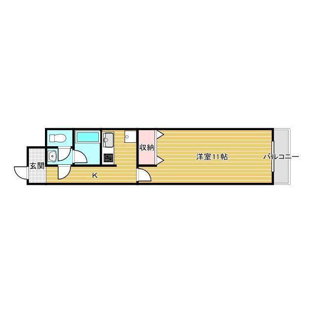 グランコート南摂津(1K/3階)の間取り写真