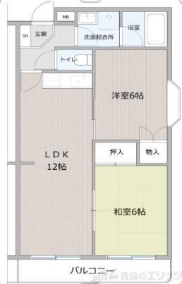 シャンクレール豊新(2LDK/3階)の間取り写真