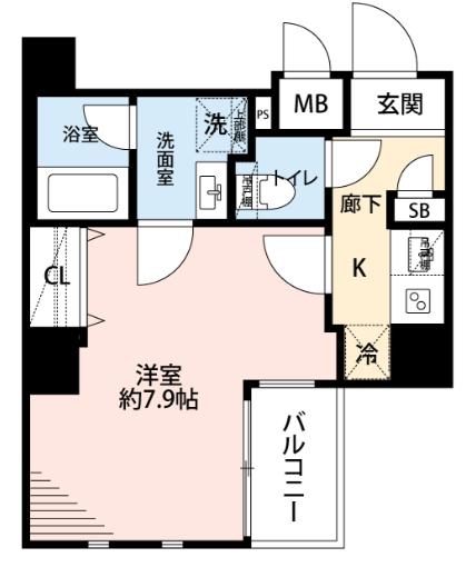 プレールドゥーク押上TOWER CITY(1K/3階)の間取り写真