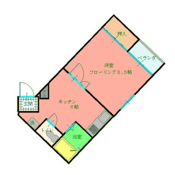 TOAハイツ(1DK/1階)の間取り写真