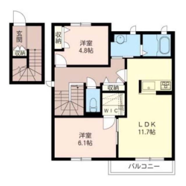 ホープ・クロワール(2LDK/2階)の間取り写真