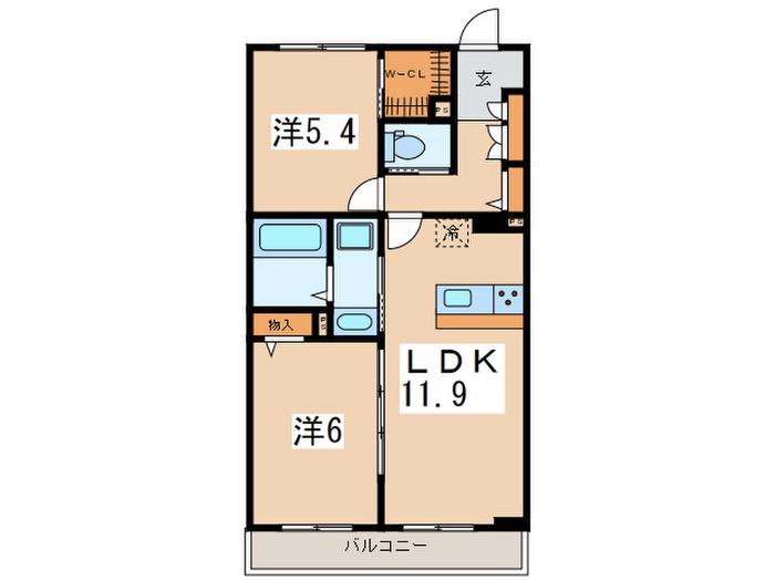 コートヤードIレジデンス(2LDK/2階)の間取り写真