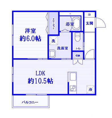 MAISON CALMA(1LDK/2階)の間取り写真