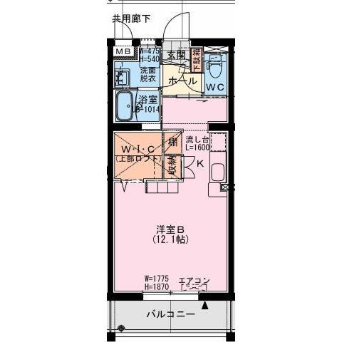 BEIL(ワンルーム/3階)の間取り写真