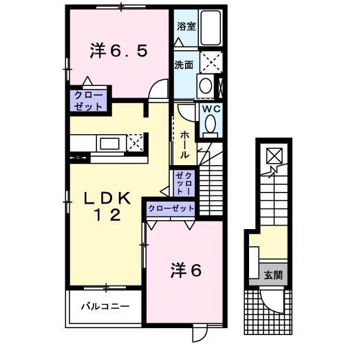 ソレアード(2LDK/2階)の間取り写真
