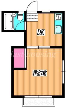 ホワイトビラ三鷹(1K/2階)の間取り写真