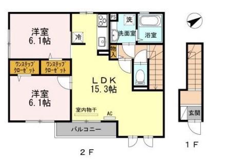 ラ・プランタン(2LDK/2階)の間取り写真