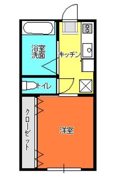 ハイツ吉田B(1K/2階)の間取り写真