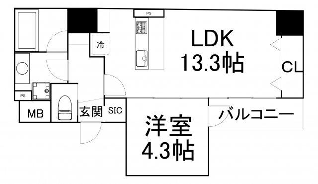 BRAVE常盤町II(1LDK/6階)の間取り写真