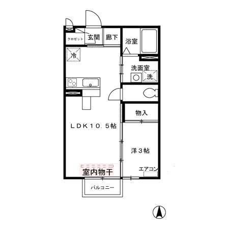 RECENTE(1LDK/1階)の間取り写真