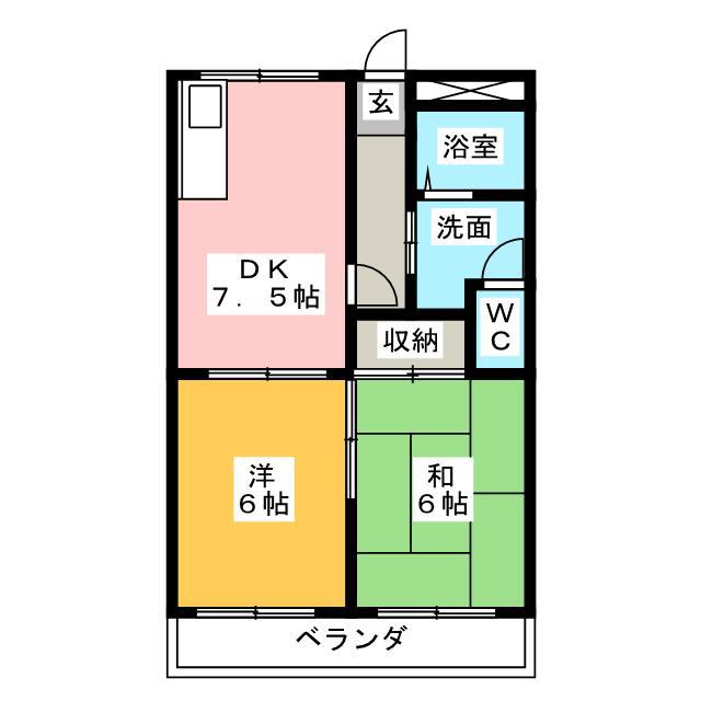 クレマツコーポ(2DK/2階)の間取り写真