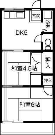コーポ青山(2DK/1階)の間取り写真
