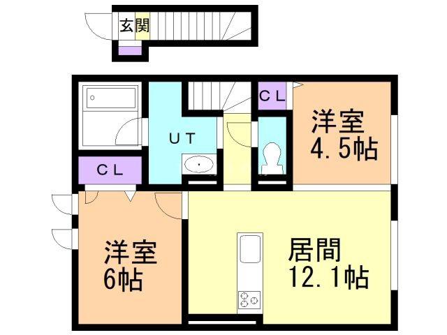 TORISIA青森中央(2LDK/2階)の間取り写真