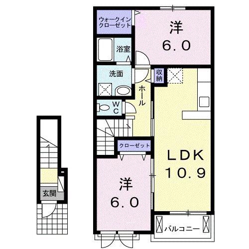 リエート 新田 I(2LDK/2階)の間取り写真