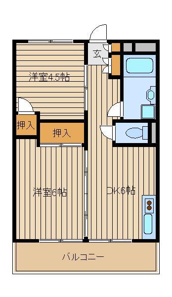 ビレッジハウス向台(2DK/6階)の間取り写真