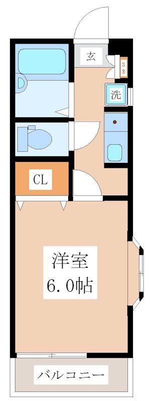 青穎二番館(1K/1階)の間取り写真