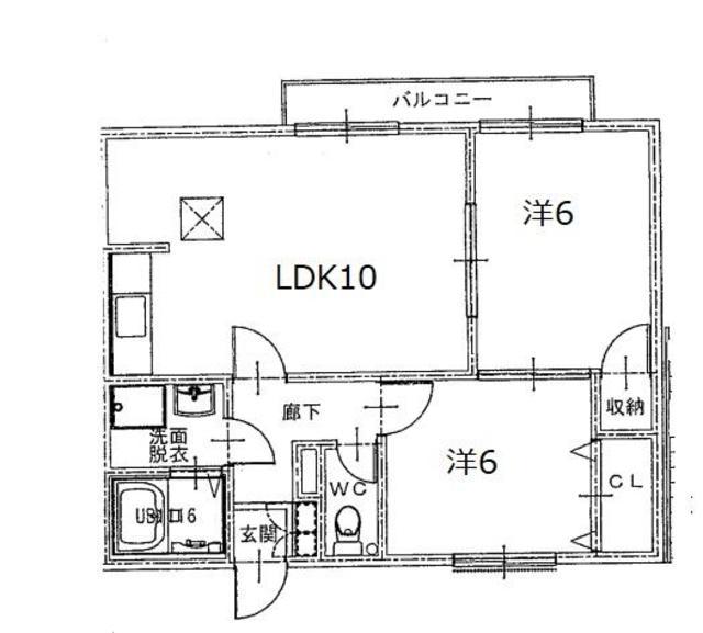 メロディハイツ三苫(2LDK/2階)の間取り写真
