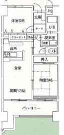 ハーモニー三幸(2LDK/5階)の間取り写真