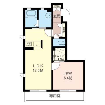 ベルフレアー(1LDK/1階)の間取り写真