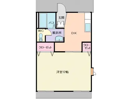 サンファミール(1DK/1階)の間取り写真