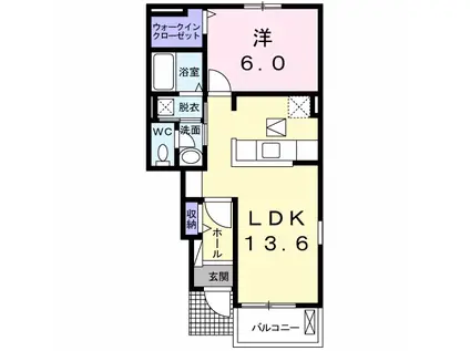 コンフォール矢三(1LDK/1階)の間取り写真