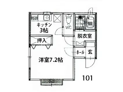 プロスペラーレ小針(1K/1階)の間取り写真