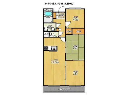 フェルザ住道(3LDK/1階)の間取り写真