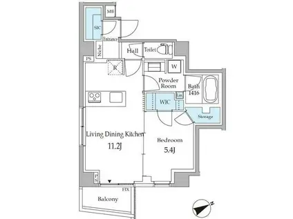 ピエール・リヴィエール白金台II(1LDK/1階)の間取り写真