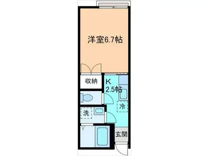 エスポワール湯上(1K/2階)の間取り写真