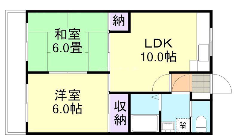 倉敷倶楽部(2LDK/2階)の間取り写真