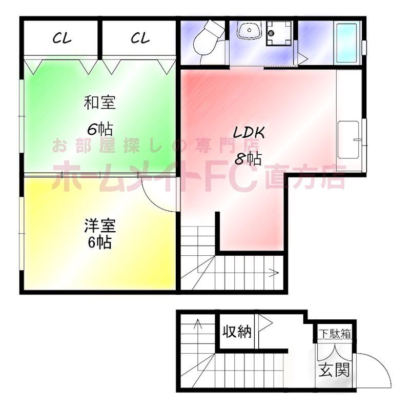 レフィナード 木屋瀬(2DK/2階)の間取り写真