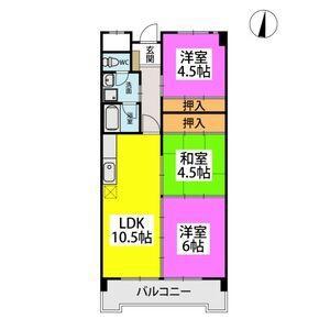 エサキ南ビル(3LDK/1階)の間取り写真