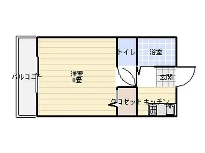 ラブゥールタカサキIII(1K/2階)の間取り写真