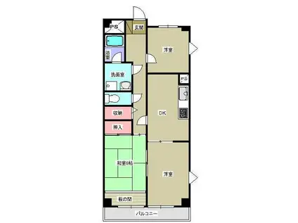 ペアコート伊勢原(3DK/6階)の間取り写真